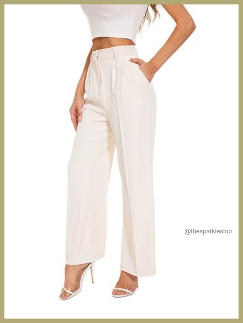 High Waist Wide Leg Dress Pants Pleated Front Business Casual Women's